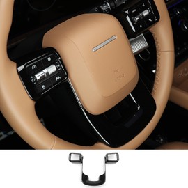 FOEVE Steering Wheel Trim Cover Compatible with Hyundai Santa FE 2024 2025 - Interior Accessories Decorative Frame Panel Protector, Black