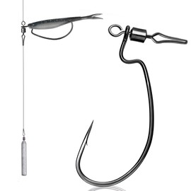 FishTrip 30pcs Swivel Drop Shot Hooks, EWG Spin Shot Hook for Bass Fishing with Swivel Saltwater Freshwater Sizes 4, 2, 1, 1/0, 2/0, 3/0, 4/0, 5/0