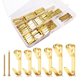 Heavy Duty Picture Hanging Kit, 120Pcs Wooden Drywall Picture Hooks, 20lb/30lb/50lb Hanging Hooks, Durable Frame Hanging Hardware with Nails, Wall Mounting Hanging Wire Hooks for Mirrors Canvas