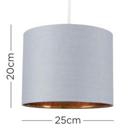 MiniSun Small Modern Grey & Gold Cylinder Ceiling Pendant/Table Lamp Drum Light Shade