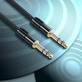 PNGKNYOCN 1/4 Inch TRS Guitar Cable, 2M Gold-Plated 6.35 mm 1/4 Inch TRS Male to Male Balanced Stereo Audio Connection Cable for Guitar, Amplifier, Mixer, Speaker (2M)