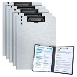 URbantin A4 Clipboard Folder,5 Pack A4 Foldable Clipboards with Pocket,A4 Clipboards Clip Board for Business,Office,School or Restaurant (Grey)