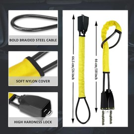Steering Wheel Lock Anti Theft Car Security Device, Heavy Duty Steel Cable Seat Belt Lock, Highly Visible Deterrent, Easy Fit Universal Car Steering Lock for Cars, Vans, SUVs, Keyless Vehicles