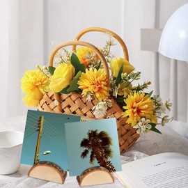 X-BLTU 40PCS Wood Place Card Holders, Semicircle Shape Rustic Real Wood Base Wedding Table Name Number Holder Party Decoration Picture Memo Clip Note Photo Clip Holder(20 Holders +20 Kraft Paper)