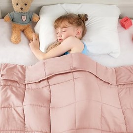 yescool Weighted Blanket 5 Pounds Cooling Weighted Lap Blanket, Pink Heavy Blanket for Sleeping, Washable Weighted Throw Blanket for 40-60lbs, 40"x60"