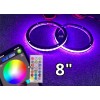 JHB Pair 8" Bluetooth Remote RGB LED Rings Lights for