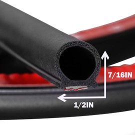 10Ft D-Shape Rubber Weather Stripping 1/2"×7/16" Heavy Duty Rubber Seal Weatherstrip Hollow with Bulb Door Gasket Strip(Self-Adhesive) for Automotive Truck RV Door Window Soundproof