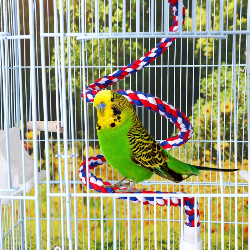 POPETPOP Rope Perch, Parakeet, Perch, Parrot, Bird Toy with Bell