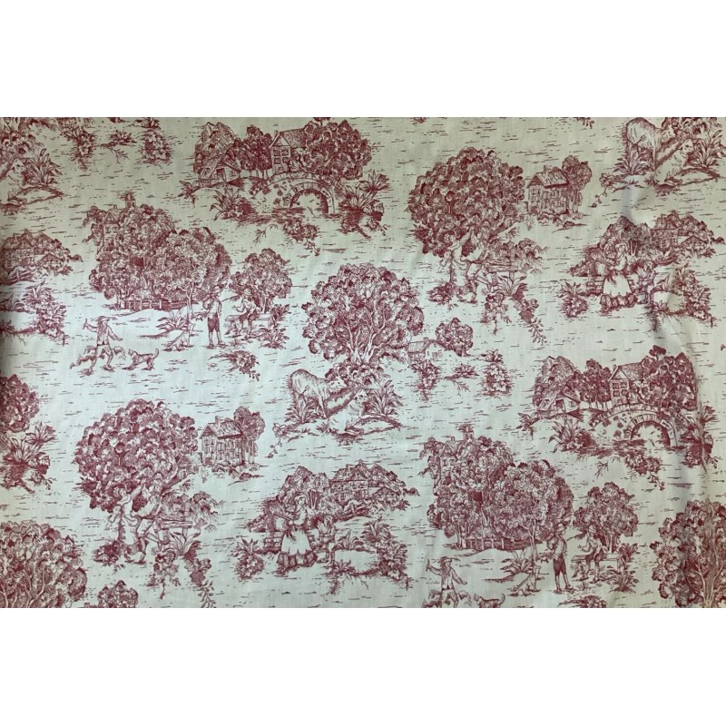 COVINGTON PASTORLE TOILE DUCK RED - MEDIUM WEIGHT HOME DECOR