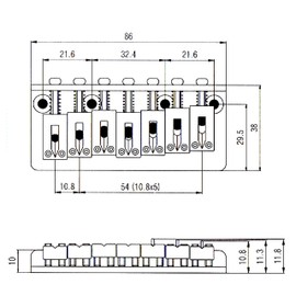 Seven string guitar bridge in black BN071 strings through body 10.8mm spacing