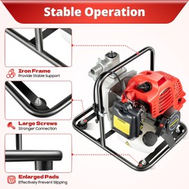 Gasoline Engine Water Pump, Gas Powered Water Pumps 2Stroke/4Stroke Semi Trash Pumps W/Air-Cooling System For Agricultural Irrigation Industrial Wastewater Treatment (2Stroke 1250W 2HP 43CC)