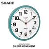 SHARP Matte Teal Wall Clock 12" Inch Silent Non-Ticking Modern