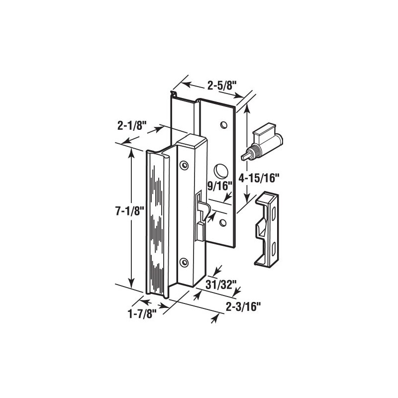 Prime-Line C 1094 Patio Door Surface with Hook Latch, Extruded,