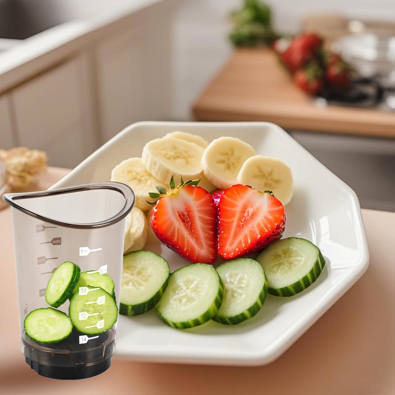 Fruits Slicer Cup,Fruit Slicing Cup with Removable Blade-Strawberry, Banana, Cucumber,
