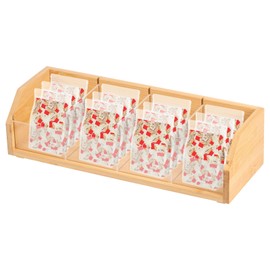 Bamboo Tea Bag Organizer Storage Box, 4 Compartments Bamboo Tea Box, Single Layer Stackable Tea Bag Holder, Teabox Station Display, Portable Tea Bag Holder for Home Office Spices