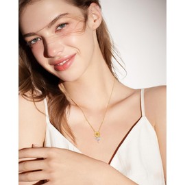 FANCIME Sunflower necklace Sterling Silver Gold Plated Spinning Anxiety Pendant for anti-stress, You Are My Sunshine Fidget Rotatable Jewelry Birthday Christmas Gifts for Women Wife Her