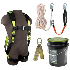 Safewaze FS-ROOF-X-S/M PRO Bucket Roof Kit: FS280-S/M Harness, 018-7005 VLL, FS870 Anchor