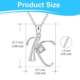 TQPUWT Letter Chain, Letter Pendant Women's Necklace, Women's Necklace Silver with Letters, Necklace Silver, Gift Box with Customisable, for Girls and Women, Silver, Letter K, Sterling Silver