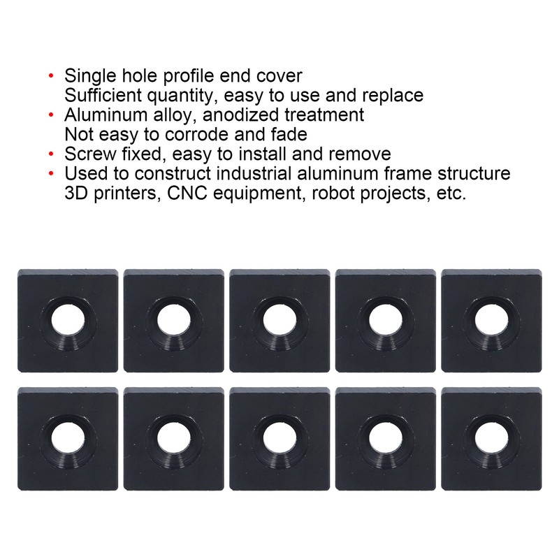 10Pcs Profile End Caps Aluminum Alloy Single Hole Cover Plate