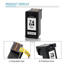 Valuetoner Remanufactured Ink Cartridge Replacement for HP 74XL & 75XL High Yield CB336WN CB338WN for Deskjet D4260 D4280 D4360 Printer (2 Black, 2 Tri-Color) 4 Pack