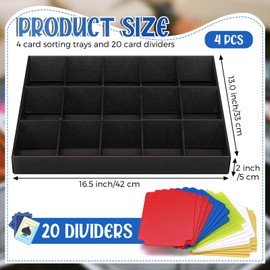Feifeiya 4 Pack Card Sorting Tray Black Stackable Card Organizer 15 Compartment Sorter Tray for Organizing Includes 20 Dividers
