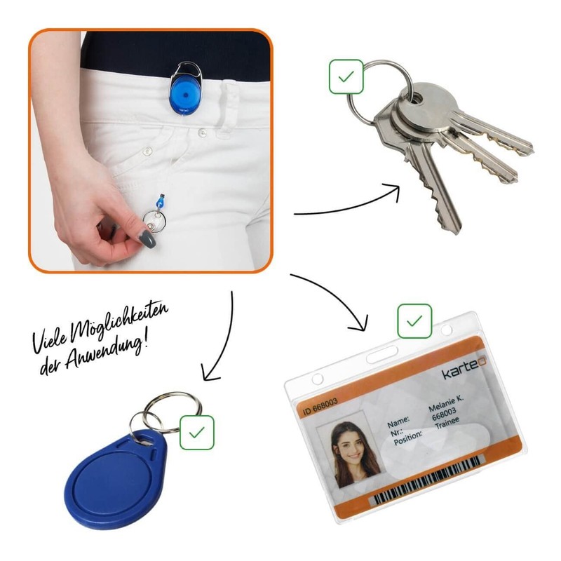 Karteo ID Card Holder Blue Extendable [Pack of 1] ID