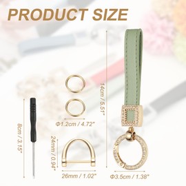 uxcell Leather Wristlet Keychain, Car Key Chain Holder with Gold Key Ring and Anti-Lost D Ring, Keychain Wristband for Women Men, Green