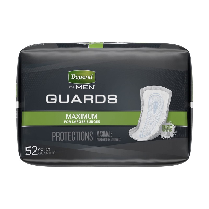 Depend Guards Incontinence Pads for Men, 52 Count, Maximum Absorbency,