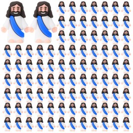 Bememo 200 Pcs Mini Jesus Figurines Bulk Tiny Jesus Toys Christ Savior Gifts Religious Favors for Sunday Baptism Craft Gift(Blue)