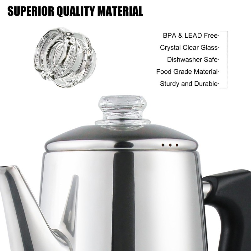 APOXCON Coffee Percolator Heat Resistant Tempered Borosilicate Glass Knob Replacement,