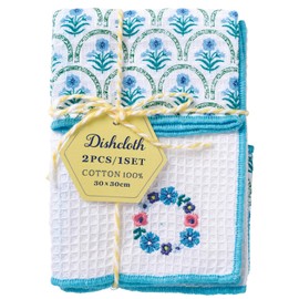 REP Blue Wreath 566909 Kitchen Cloth, Light Blue, Size: Approx. 11.8 x 11.8 inches (30 x 30 cm)