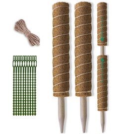 Fabulas Moss Pole 36 Inch - Monstera Plant Support, 2 Pack 20.5 Inch Plant Stakes for Indoor Plants Coco Coir Moss Pole Sticks for Climbing Potted Live Plants, Pothos, Philodendron, with Garden Ties
