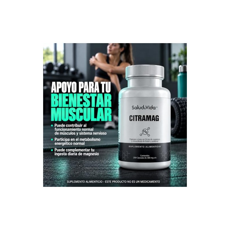 Citrato de Magnesio 500mg | Uno al día | 200