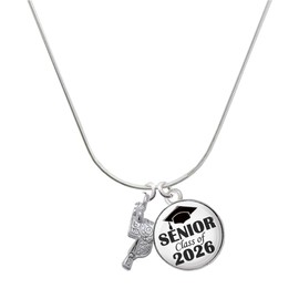 Delight Jewelry Silvertone Western Saddle Senior Class of 2026 Dome Necklace, 18"