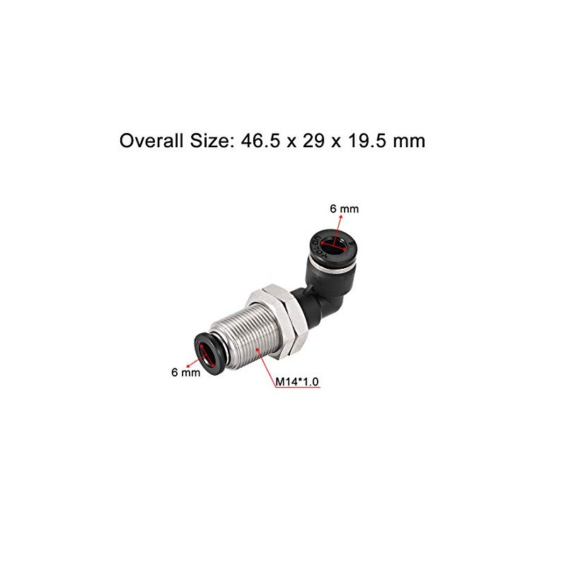 sourcing map 2 End 6mm Tube Push Lock Elbows, M14