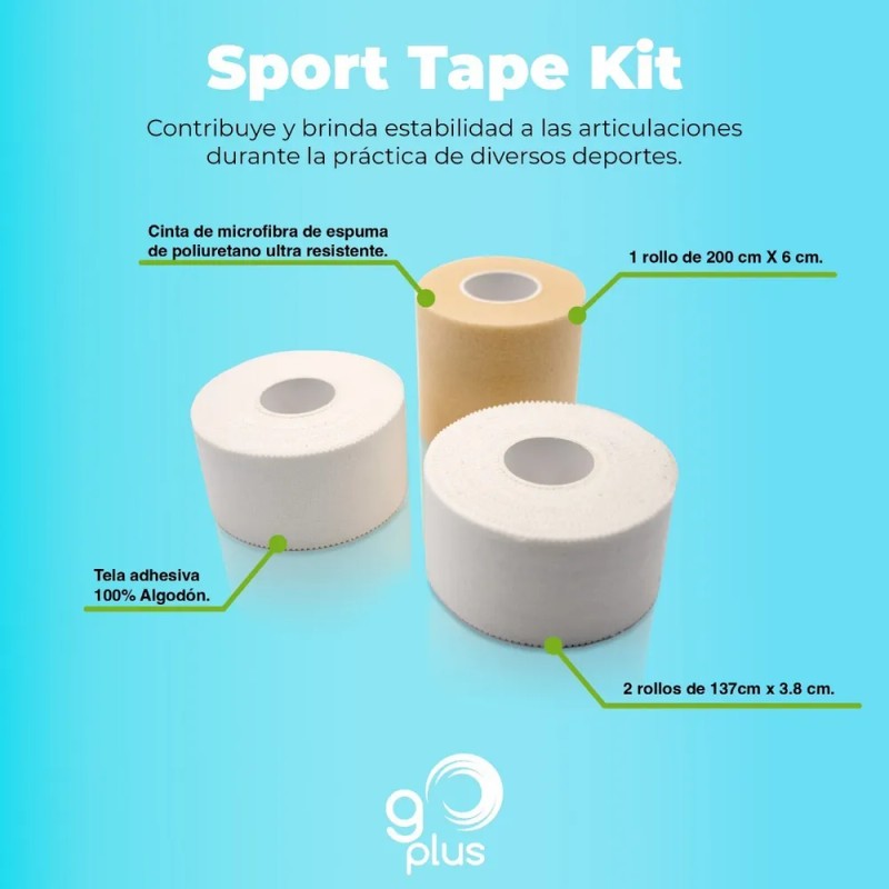 Cinta Adhesiva Para Vendaje Deportivo Sport Tape Kit Go Plus