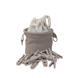 Livlig53 LIVLIG Clothes Peg Bag with 48 Pegs, Weatherproof Peg Bag for Clothespins, Beige