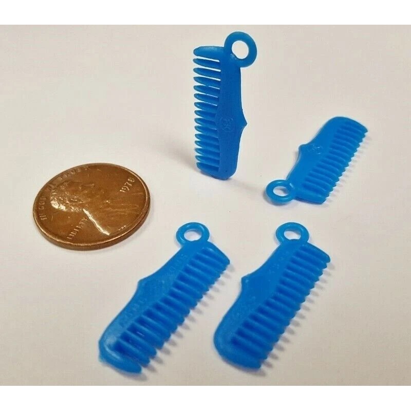 12 VINTAGE HONG KONG BLUE HAIR COMB 23x8mm. ACRYLIC CELLULOID