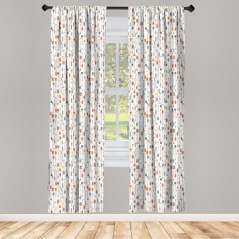 Lunarable Flechas Cortina de Microfibra, Pintoresco, Window Treatments 2 Panel
