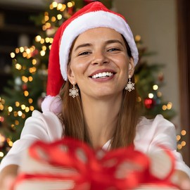 EVER FAITH CZ Snowflake Earrings for Women, Sparkly Cubic Zirconia Snowflake Dangle Earrings for Christmas Jewelry Gifts Clear Gold-Tone