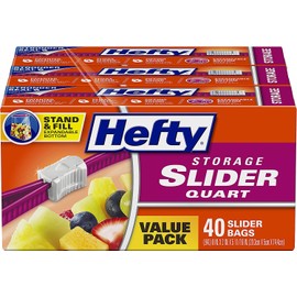 Hefty Storage Slider Bags, Quart, 40 Count (Pack of 9)