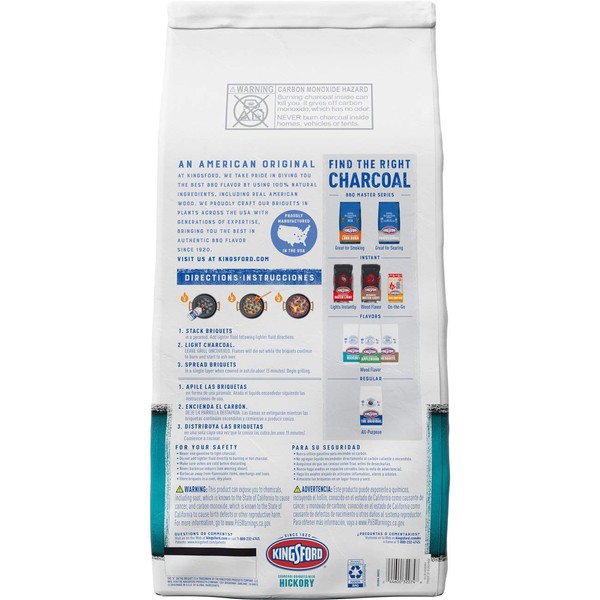 CLOROX Kingsford Original Charcoal Briquettes with Hickory, BBQ Charcoal for