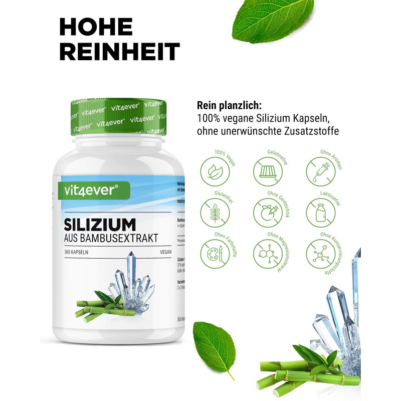 Silicon, 365 capsules with 500 mg organic silicon per day,