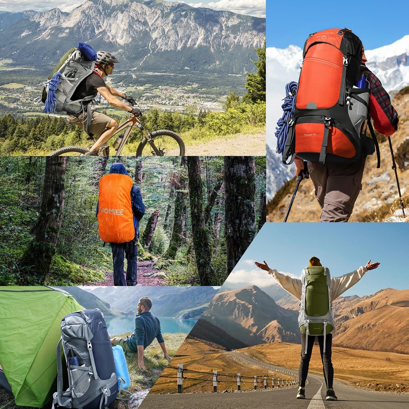 HOMIEE 50L Hiking Backpack Travel Bag Waterproof Camping Backpack with