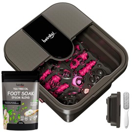 Beinilai Bao De Pies Plegable Con Calor, Burbujas, Rodillos De Masaje, Bao De Pies Con Aceite De rbol De T Y Sal De Epsom, Lima De Pies Para Pedicura 