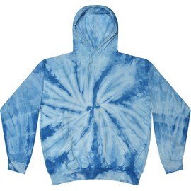 Colortone Tie Dye Pullover Hoodie for Women and Men, Spider Baby Blue, 2X-Large