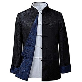 Bozevon Men/Women Chinese Tang Suit Tops - Both Sides Coating Jacket Long Sleeve Martial Arts Kung Fu Shirts Chinese Tang National Costumes -