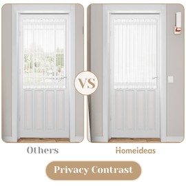 HOMEIDEAS Non-See-Through French Door Curtains for Front Door, Privacy Semi Sheer Door Window Curtains, Rod Pocket Light Filtering Door Covering with Tieback, (1 Panel, White, 54W X 40L)
