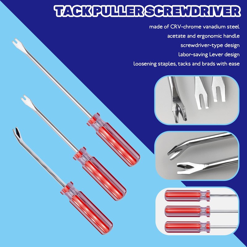 Waltool 5Pcs Upholstery Staple Remover Tool Set, Construction Carpet Remover,