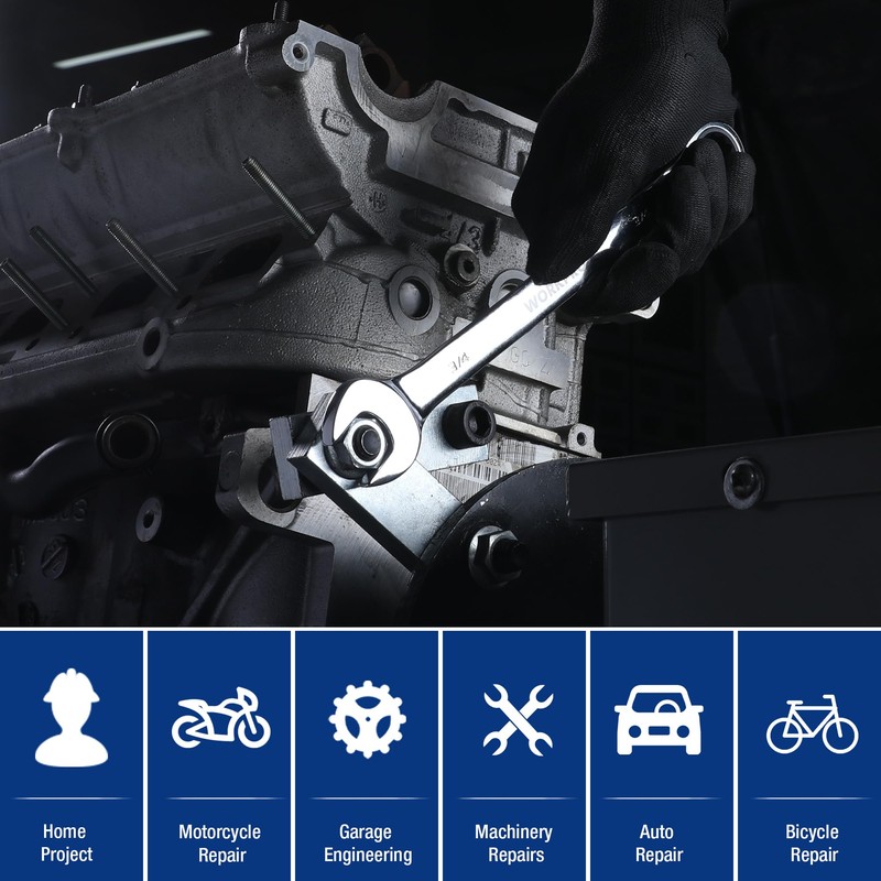 WORKPRO 3/4" Ratcheting Combination Wrench SAE, CR-V Constructed with Mirror